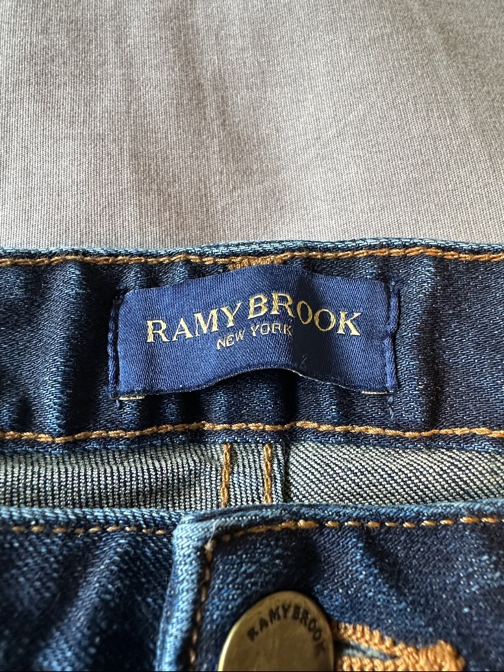 Ramy Brook Helena High-Rise Skinny Jeans - Dark Rinse with Gold Buttons - Picture 4 of 7